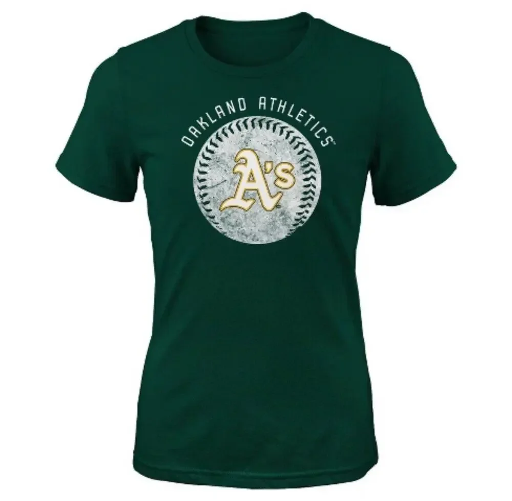 MIb Oakland Athletics Girls' CrewNeck T-shirt: Size XS 4/5 NWT